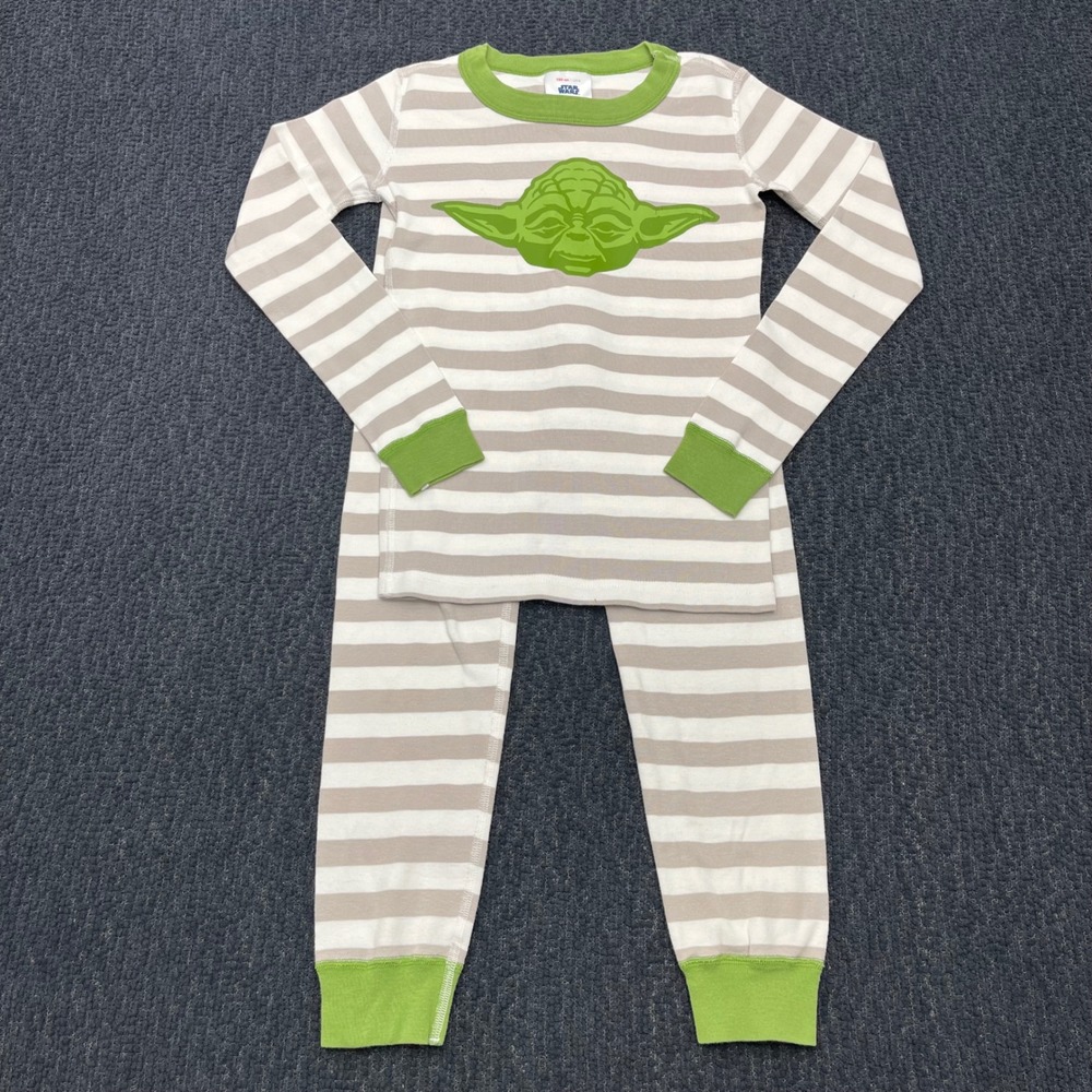 Hanna Andersson Star Wars Yoda Striped Organic Cotton Pajama Set Kids 8 130cm